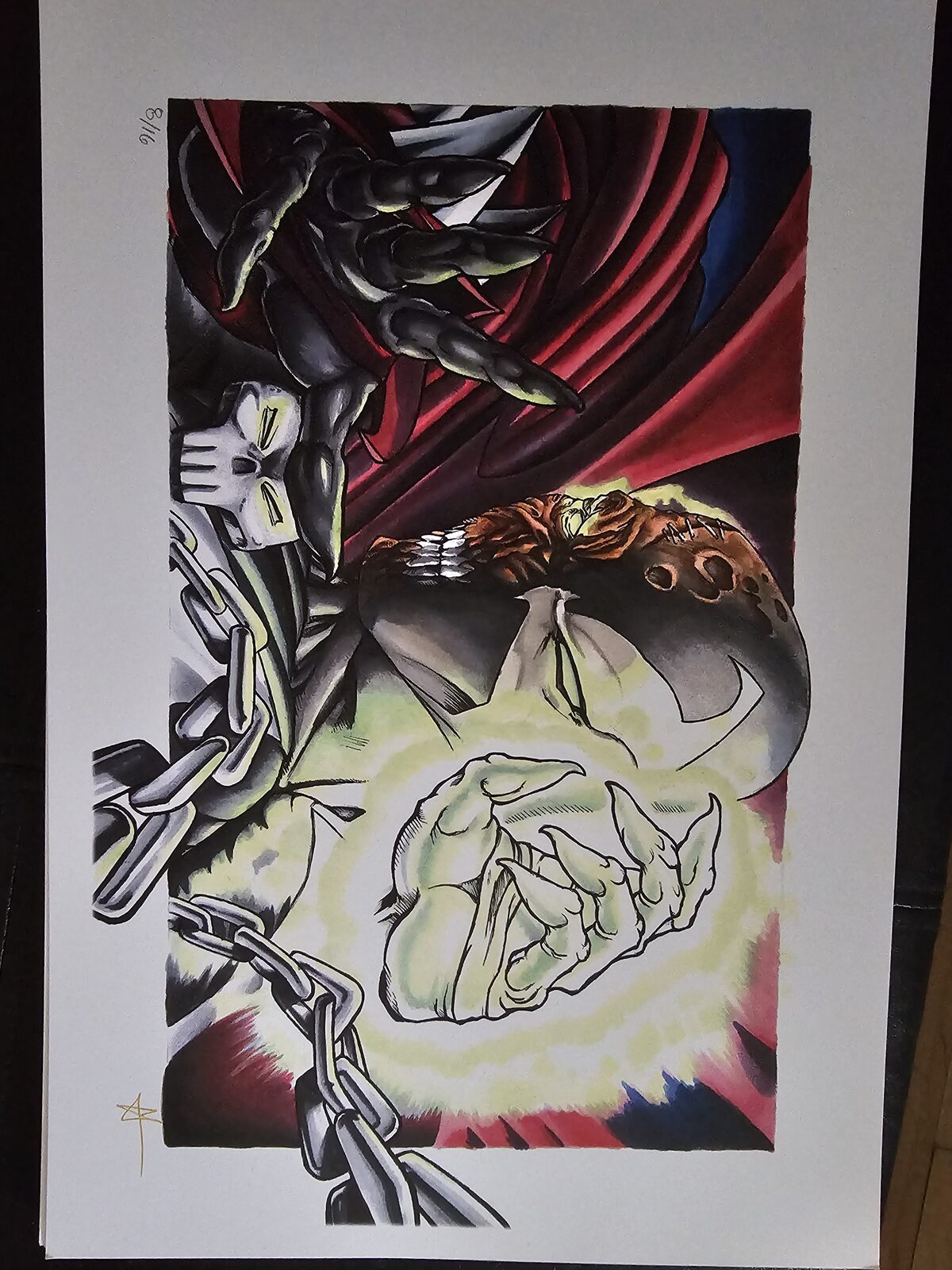 Original canvas comic-character painting by Guy Abergel